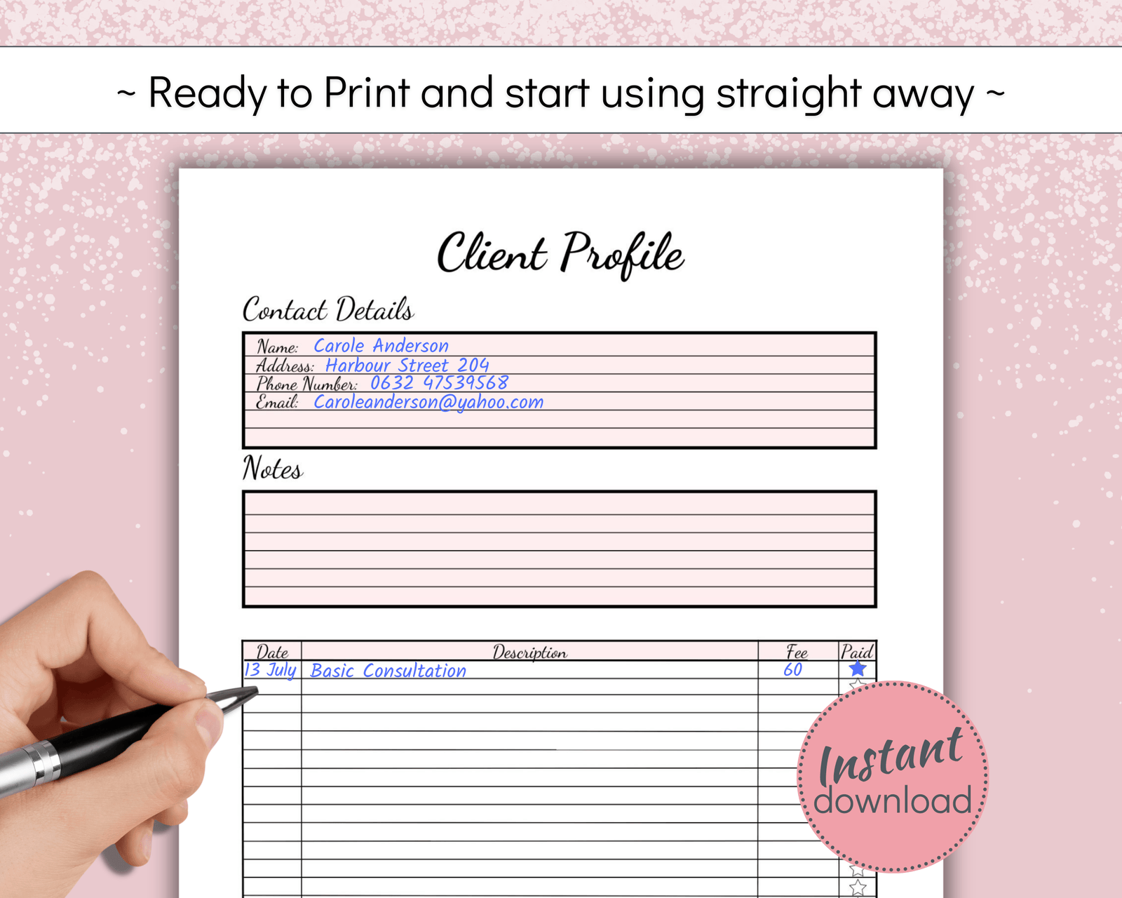 Client Record Book for Small Business,