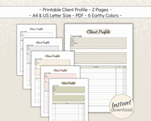 Printable Client Profile in 6 natural colors