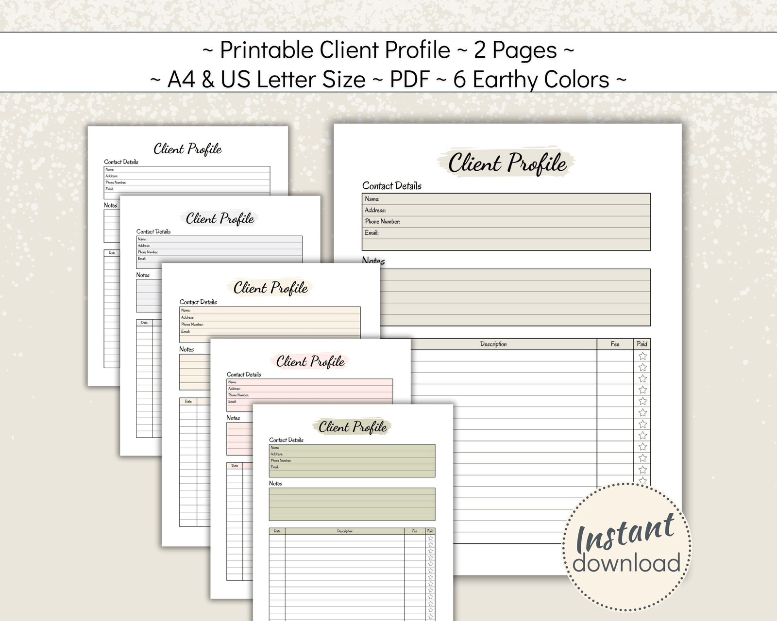 printable client profile