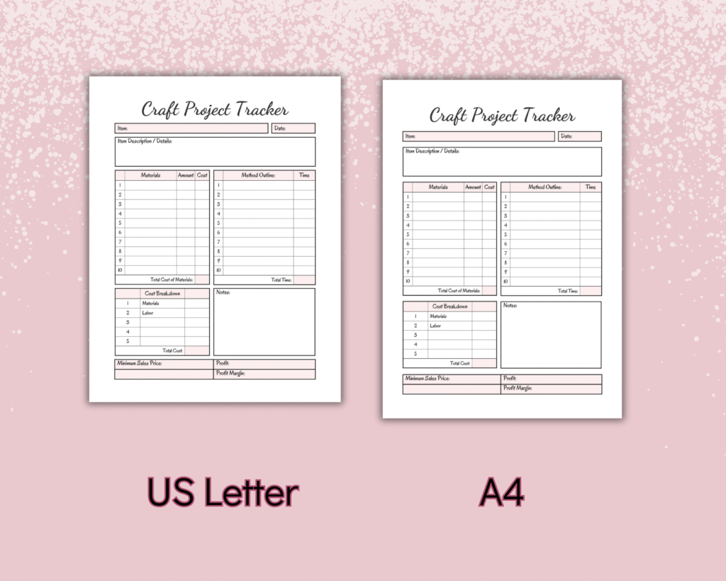 Printable Craft Project Tracker