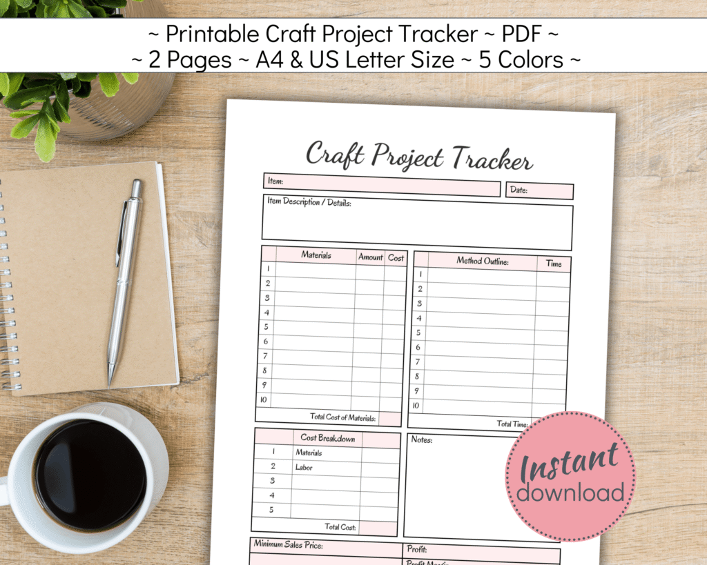 Printable Craft Project Tracker