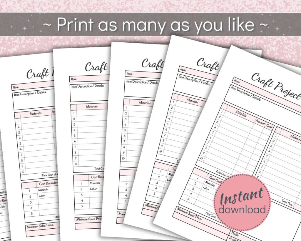 Printable Craft Project Tracker