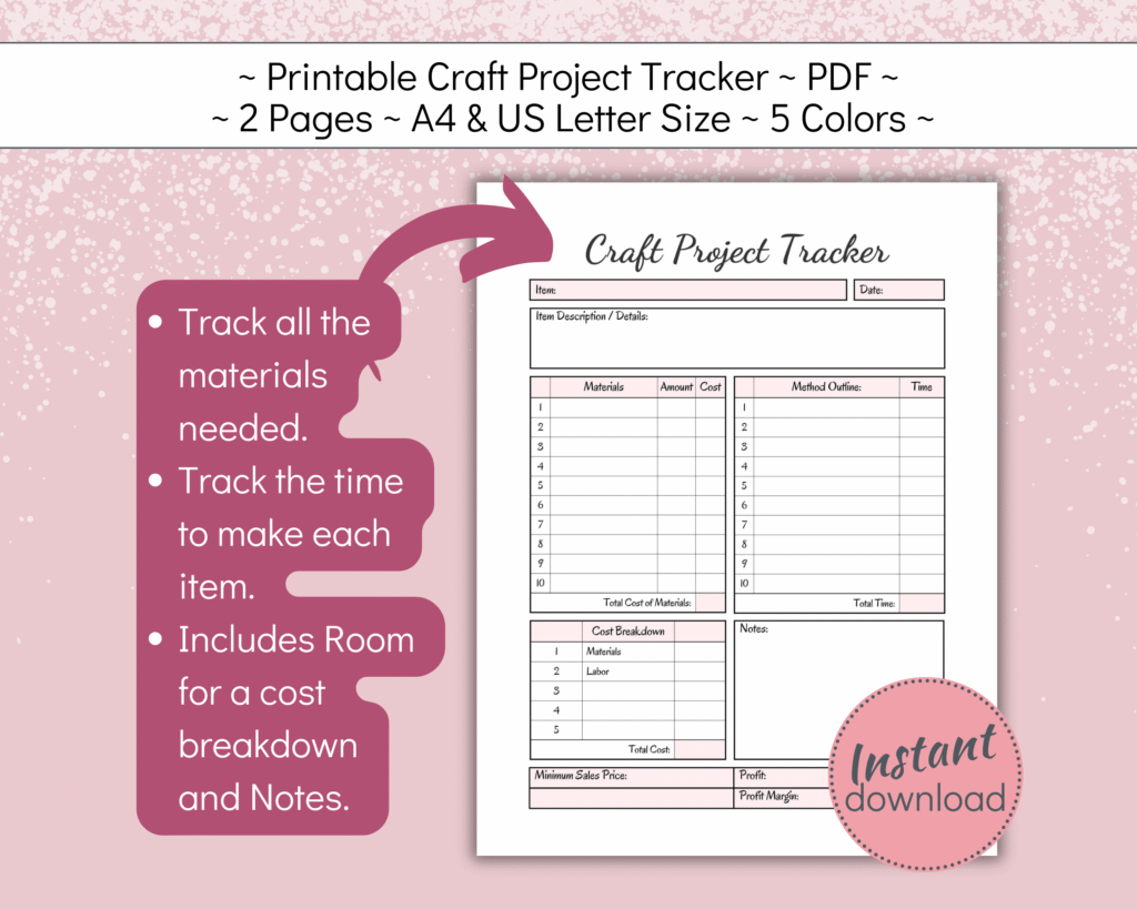 Printable Craft Project Tracker