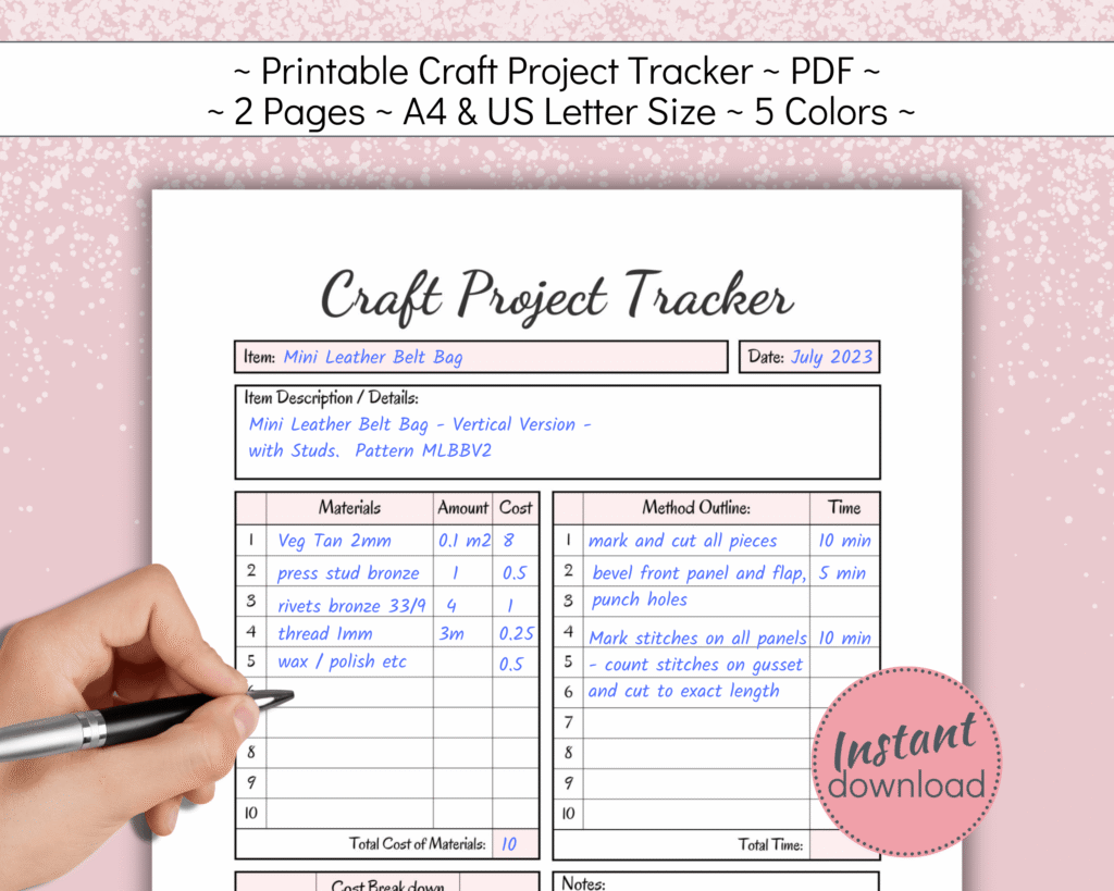 Printable Craft Project Tracker