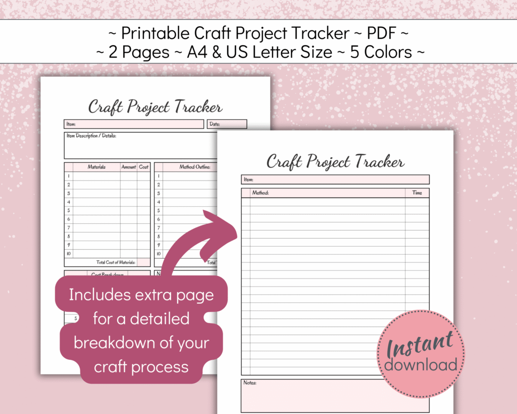 Printable Craft Project Tracker