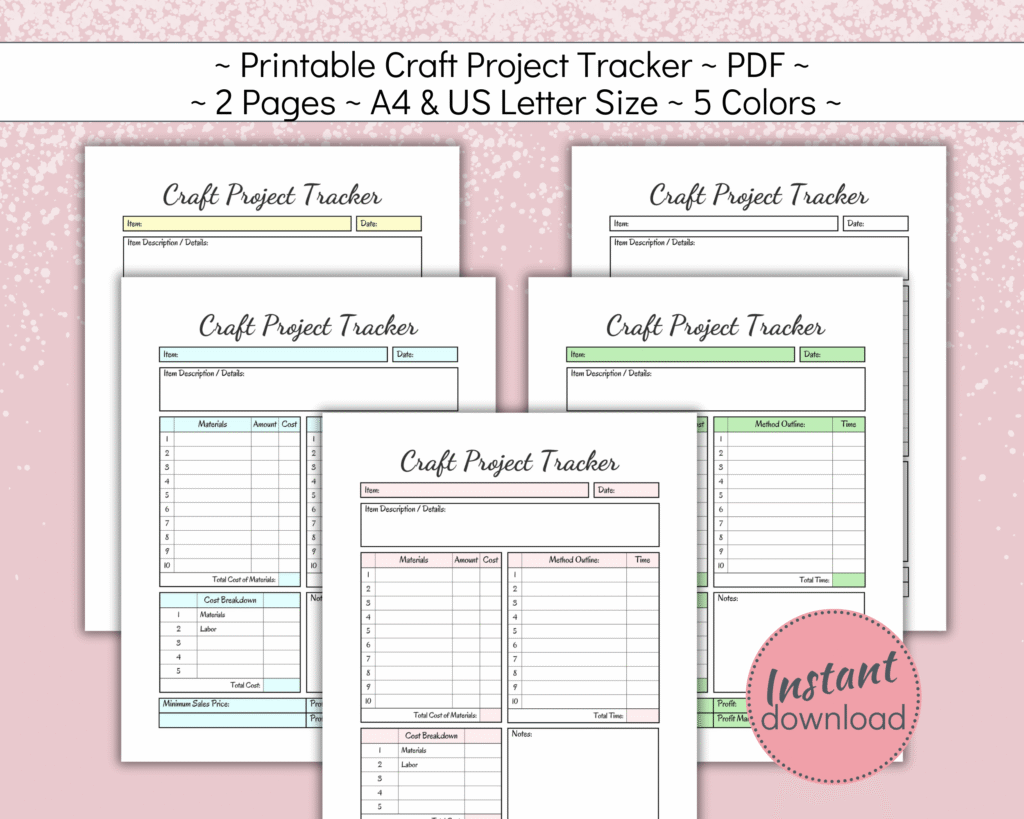 Printable Craft Project Tracker
